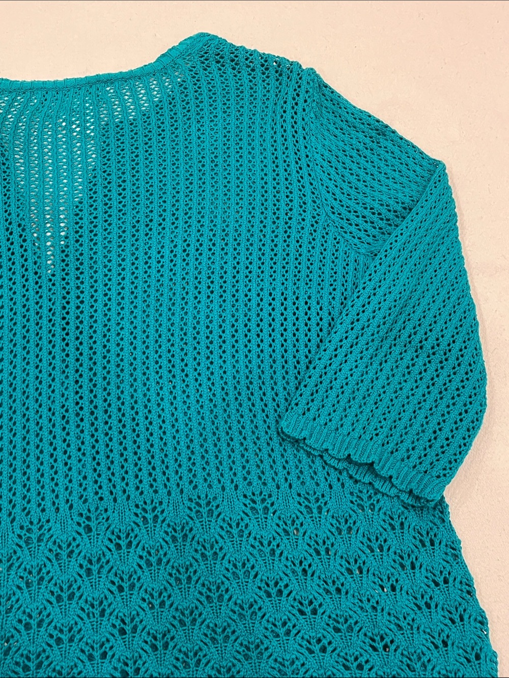 Norm Thompson Crochet Cardigan Sweater 100% Cotton Coastal Grandma Green Size XL - Picture 11 of 12